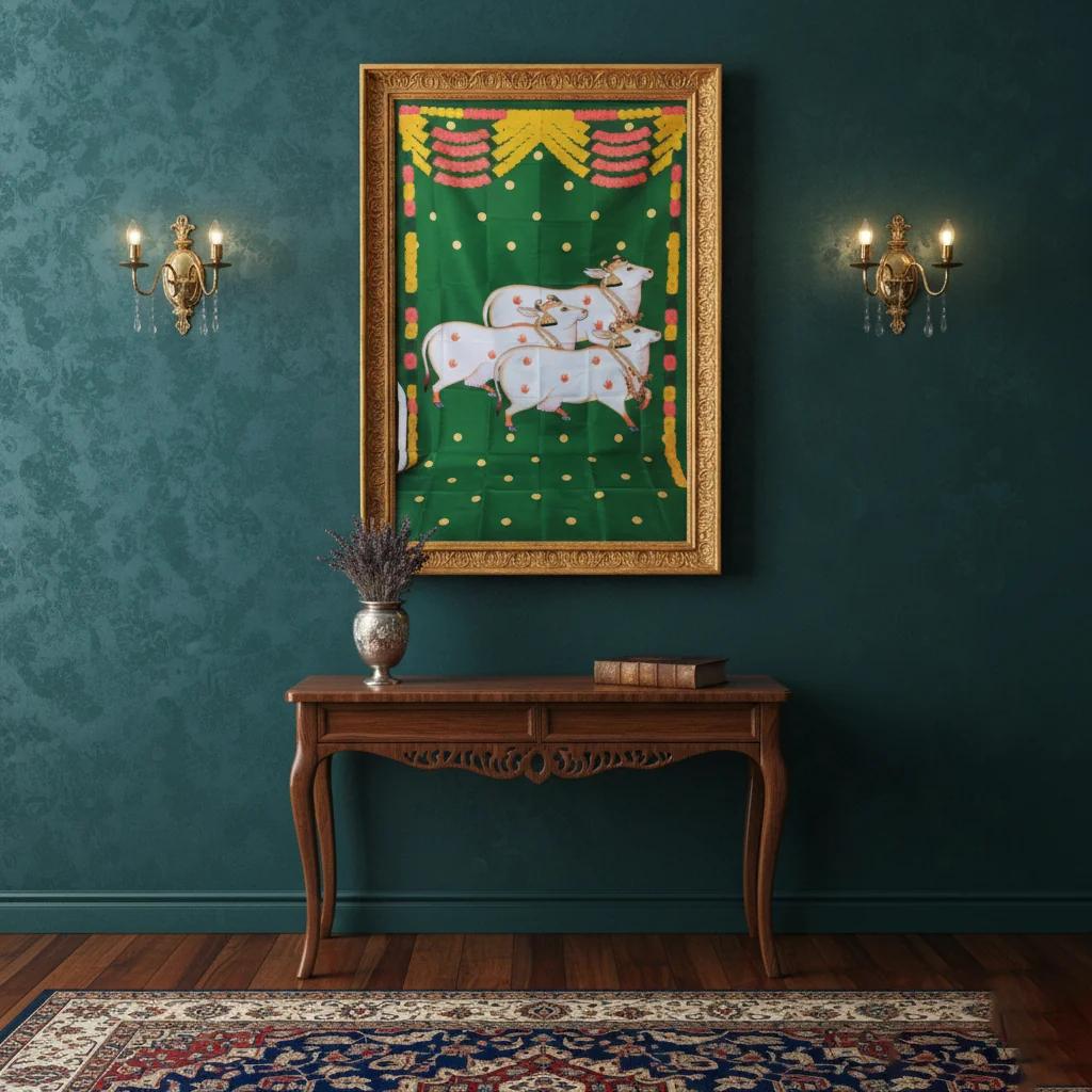 Sri Yagnaa Green Gomatha Design Backdrop (5x8 Ft) for Temple & Festivals