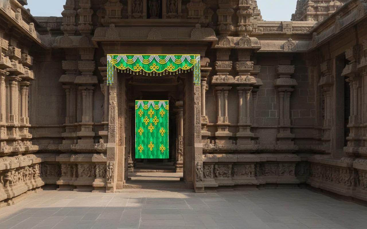 Sri Yagnaa Elegant Banana Leaf Backdrop with Yellow and White Flowers (5x8 Ft)