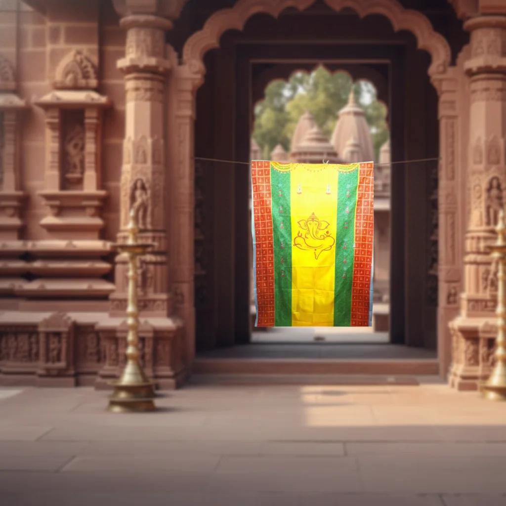 Sri Yagnaa Ganesh with Small Banana Leaf Vertical Backdrop (5x8 Ft) for Spiritual Events