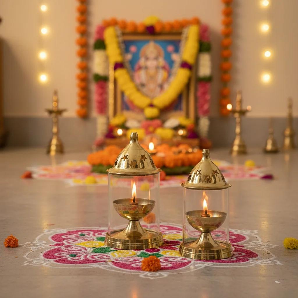 Sri Yagnaa Elegant Glass Diya Size 3 for Temple & Religious Lighting