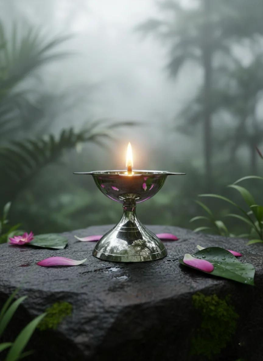 Sri Yagnaa Premium Brass 5 Star Diya Size 0 for Pooja & Spiritual Use