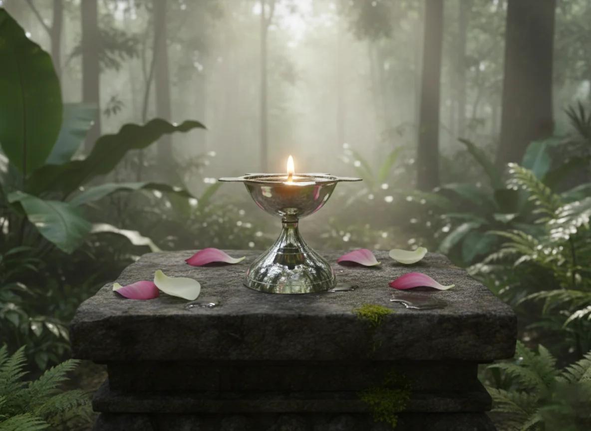 Sri Yagnaa Traditional Brass 5 Star Diya Size 2 for Home Temple & Rituals