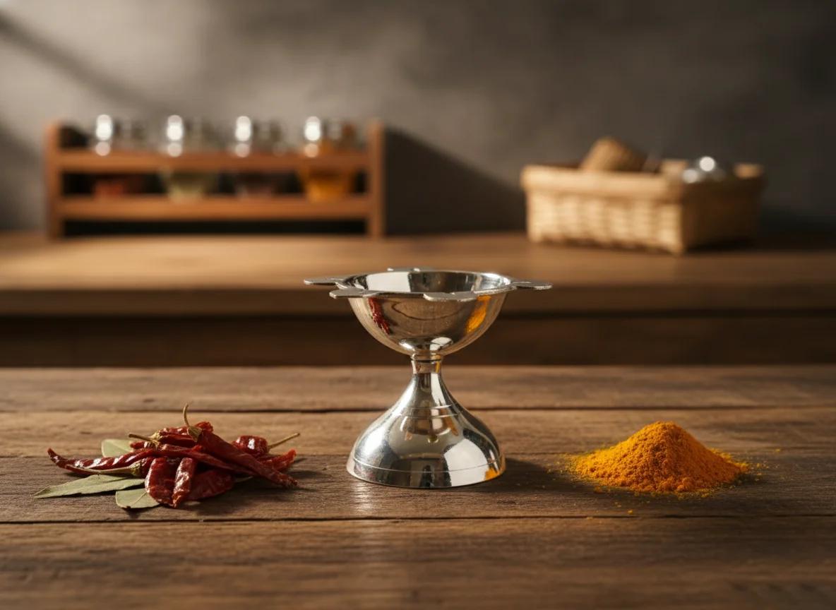 Sri Yagnaa Premium Brass 5 Star Diya Size 4 for Temple & Ritual Decor