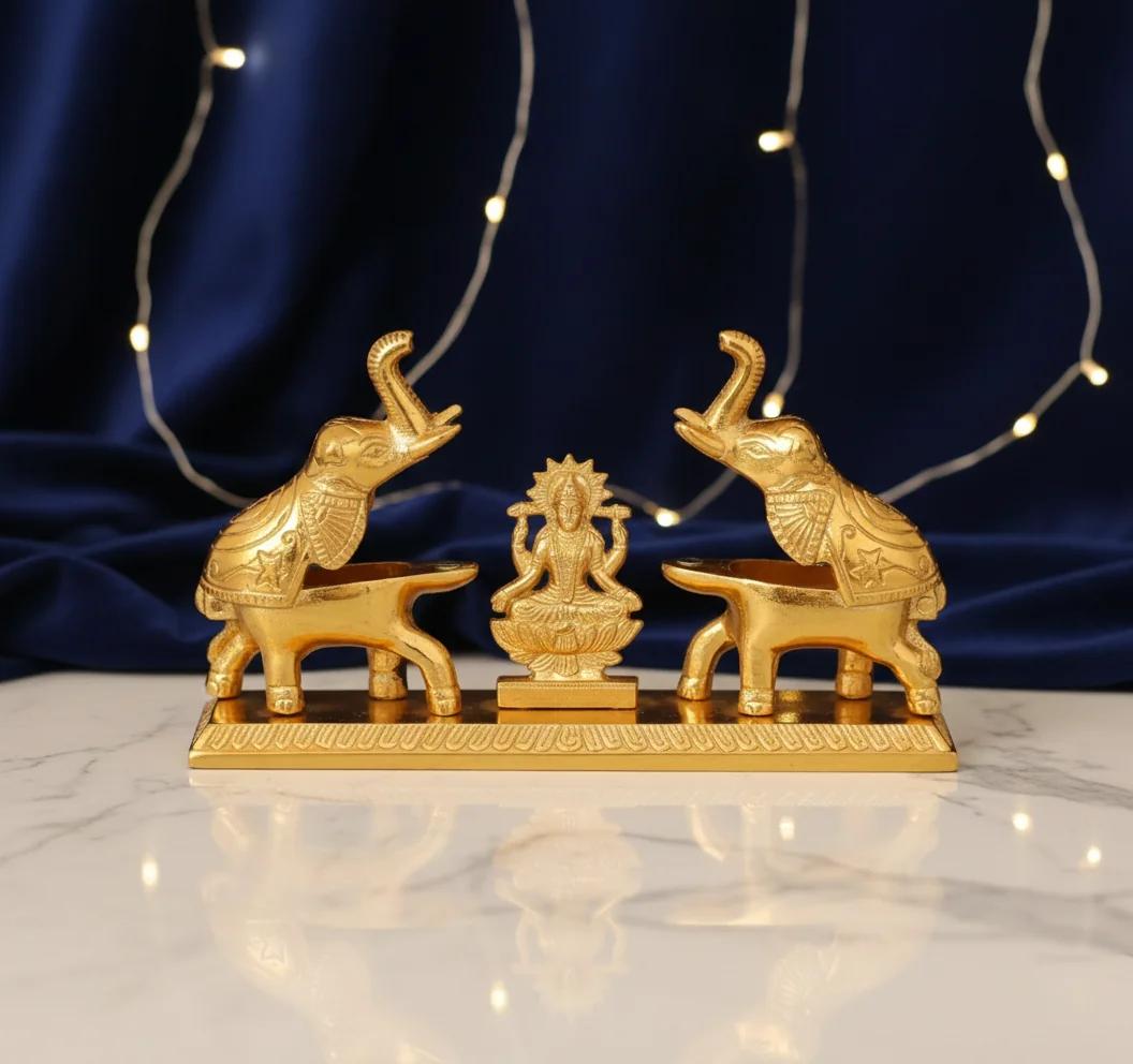 Sri Yagnaa Traditional Laxmi Devi with Elephants Idol for Spiritual Lighting