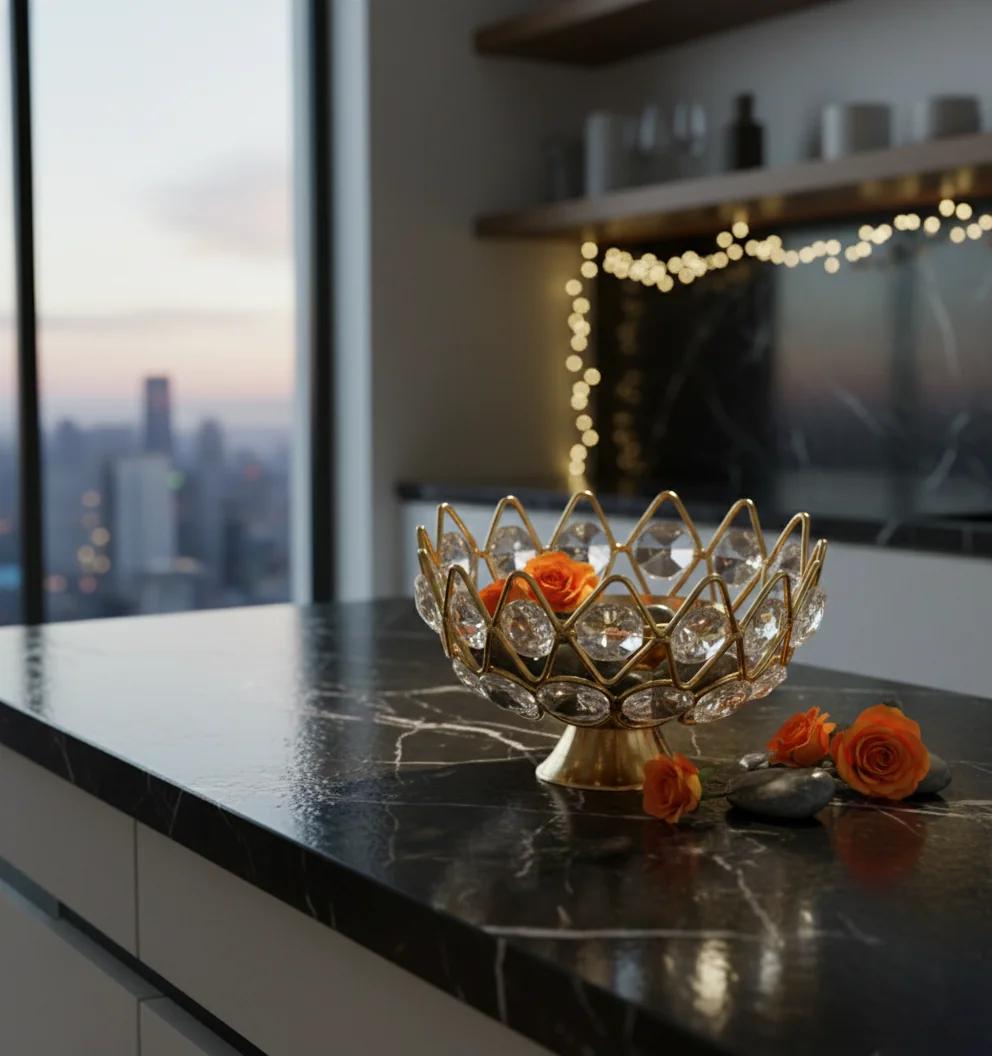 Sri Yagnaa Elegant Crystal Diya for Spiritual Lighting & Pooja