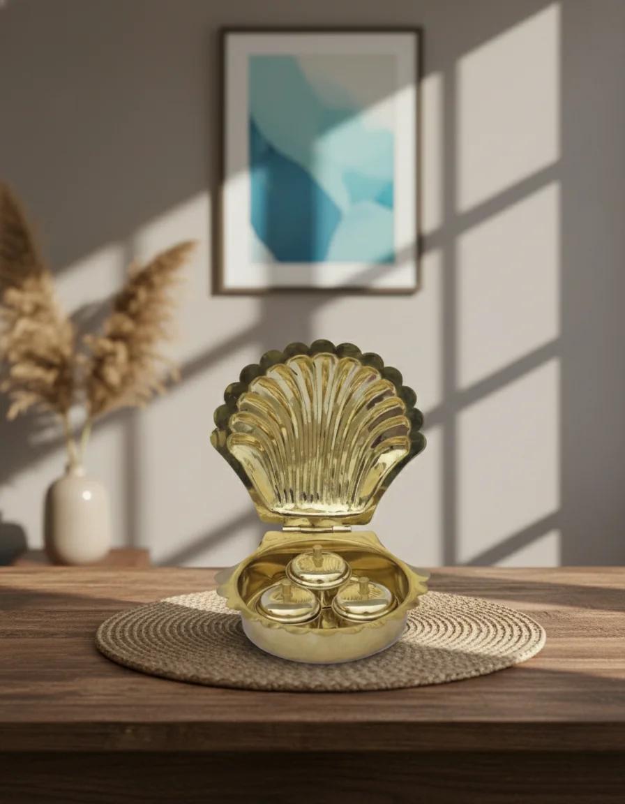 Sri Yagnaa Elegant Shell 3 Cups for Religious Rituals & Pooja