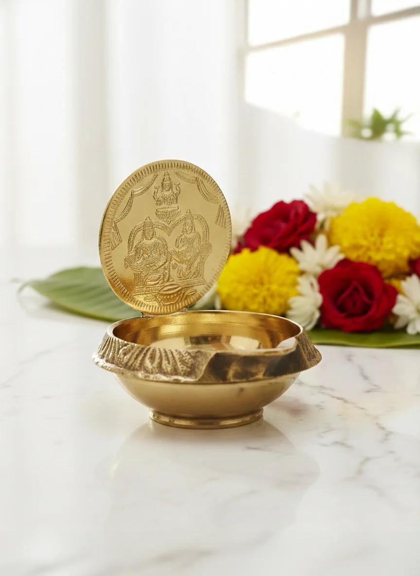 Sri Yagnaa Elegant Brass Piyali Deep for Temple Pooja & Festival Ceremonies