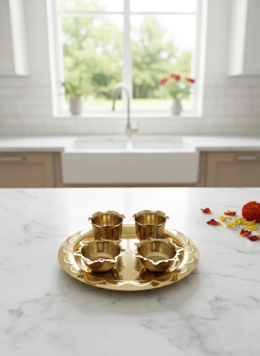 Sri Yagnaa Elegant Brass Pooja Plate for Pooja & Religious Functions