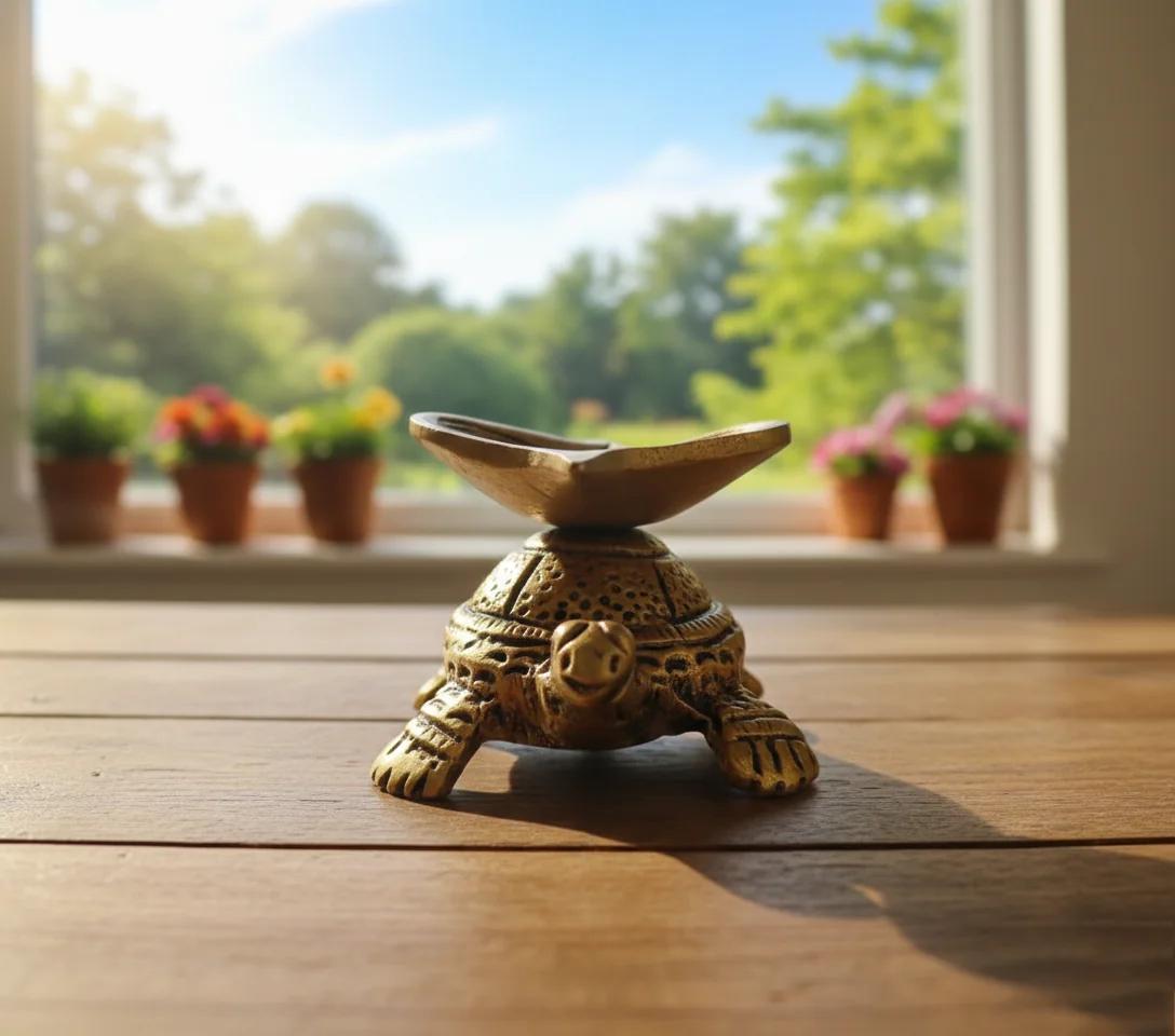 VPH Gift Store Premium Brass Tortoise Diya for Temple Pooja & Rituals