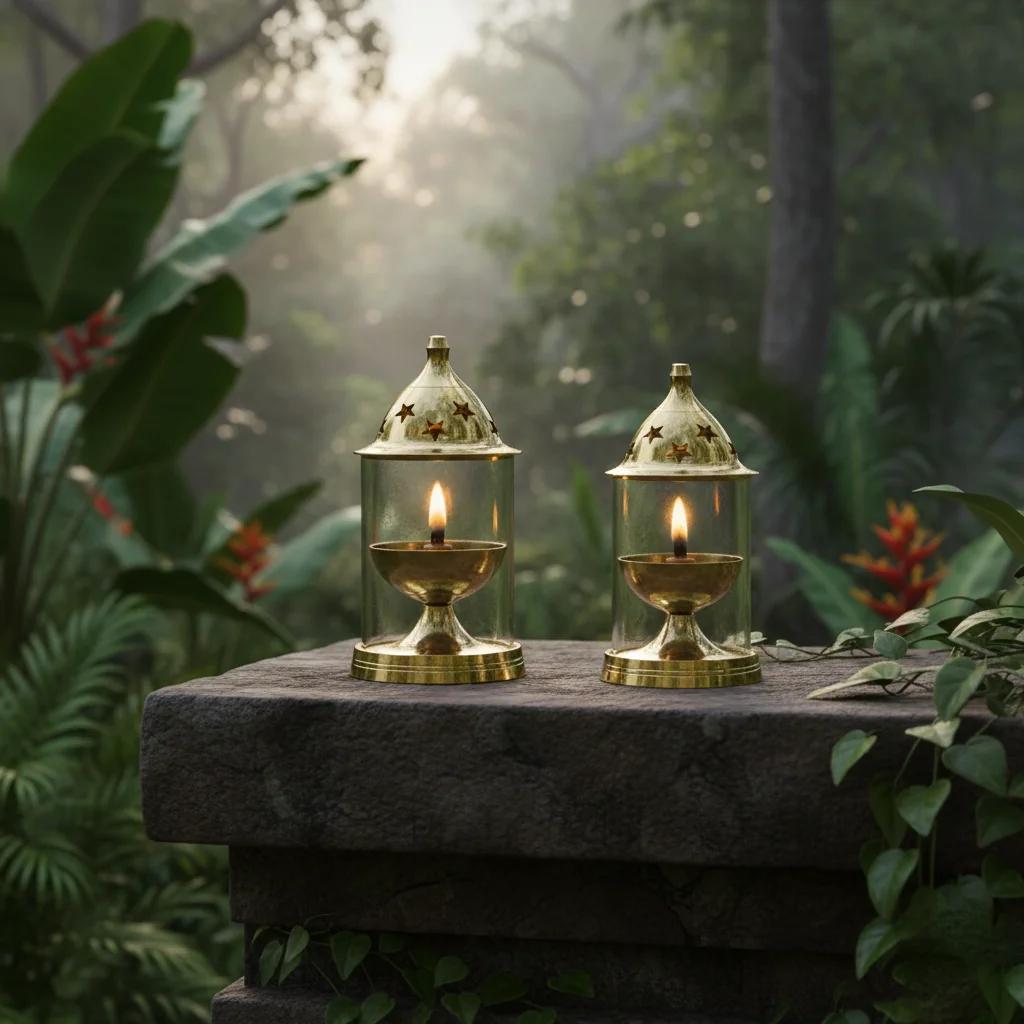 VPH Gift Store Elegant Glass Diya Size 1 for Temple & Pooja Rituals