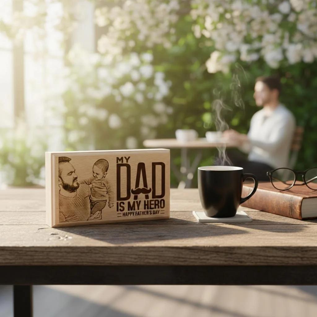 Custom Fathers Day Wooden Picture Frame for Dear Dad