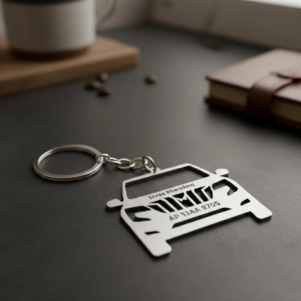 Engraved Mahindra XUV700 Key Chain Custom Name & Number Personalized Gift