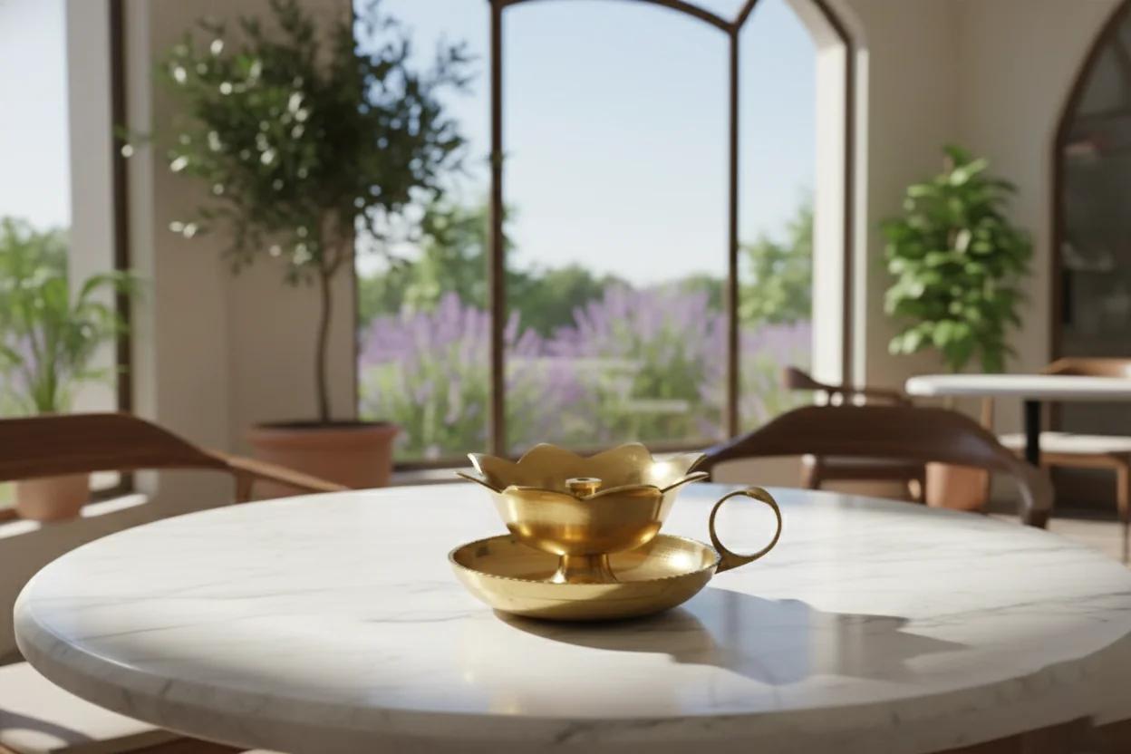 VPH Gift Store Premium Brass Diya with Handle for Spiritual & Religious Ceremonies