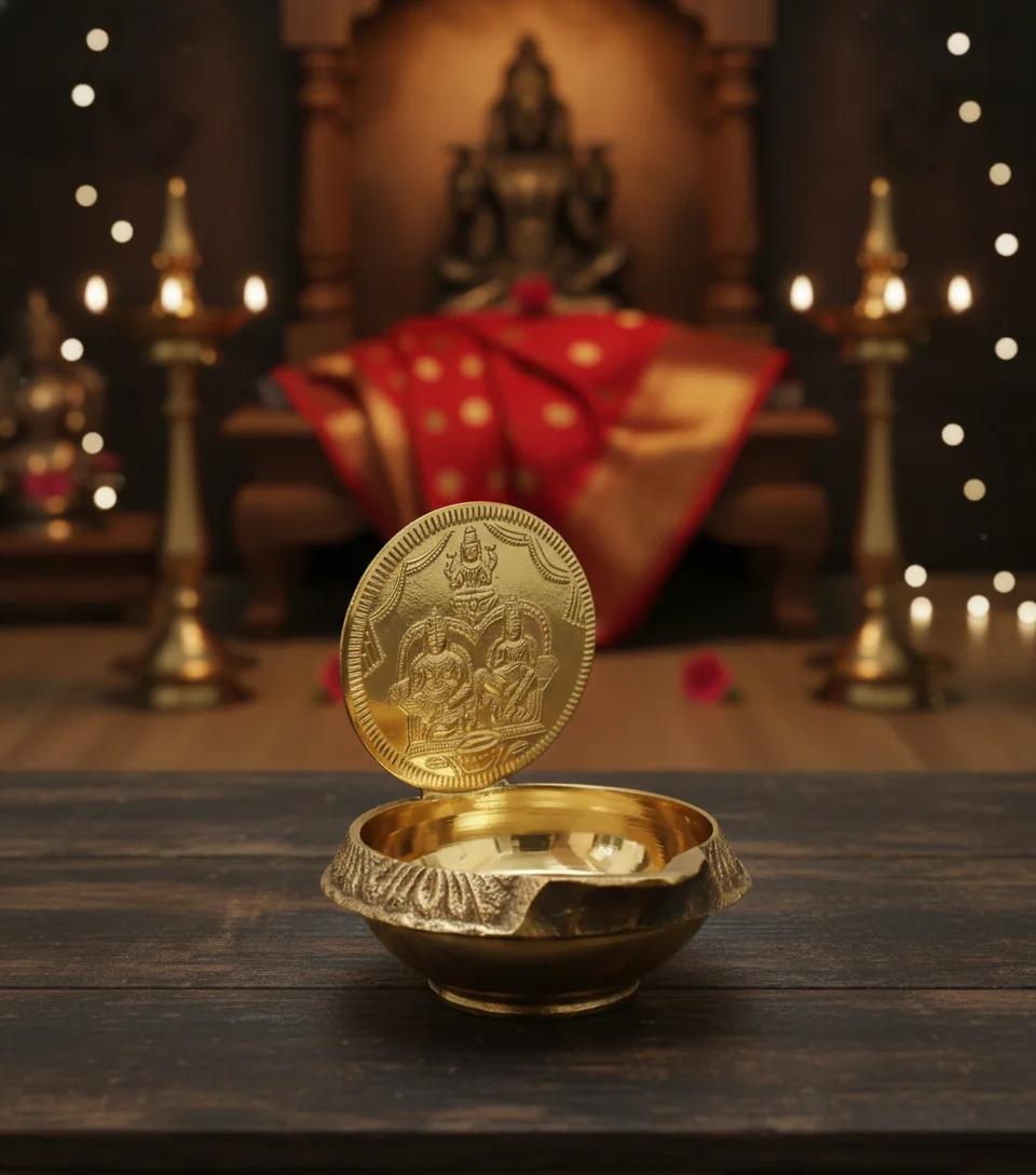 VPH Gift Store Traditional Coin Laxmi Kubera Diya for Home Temple & Ritual Lighting