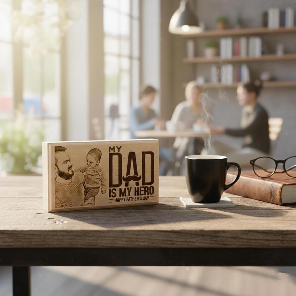 Engraved Wooden Frame for Fathers Day Gift