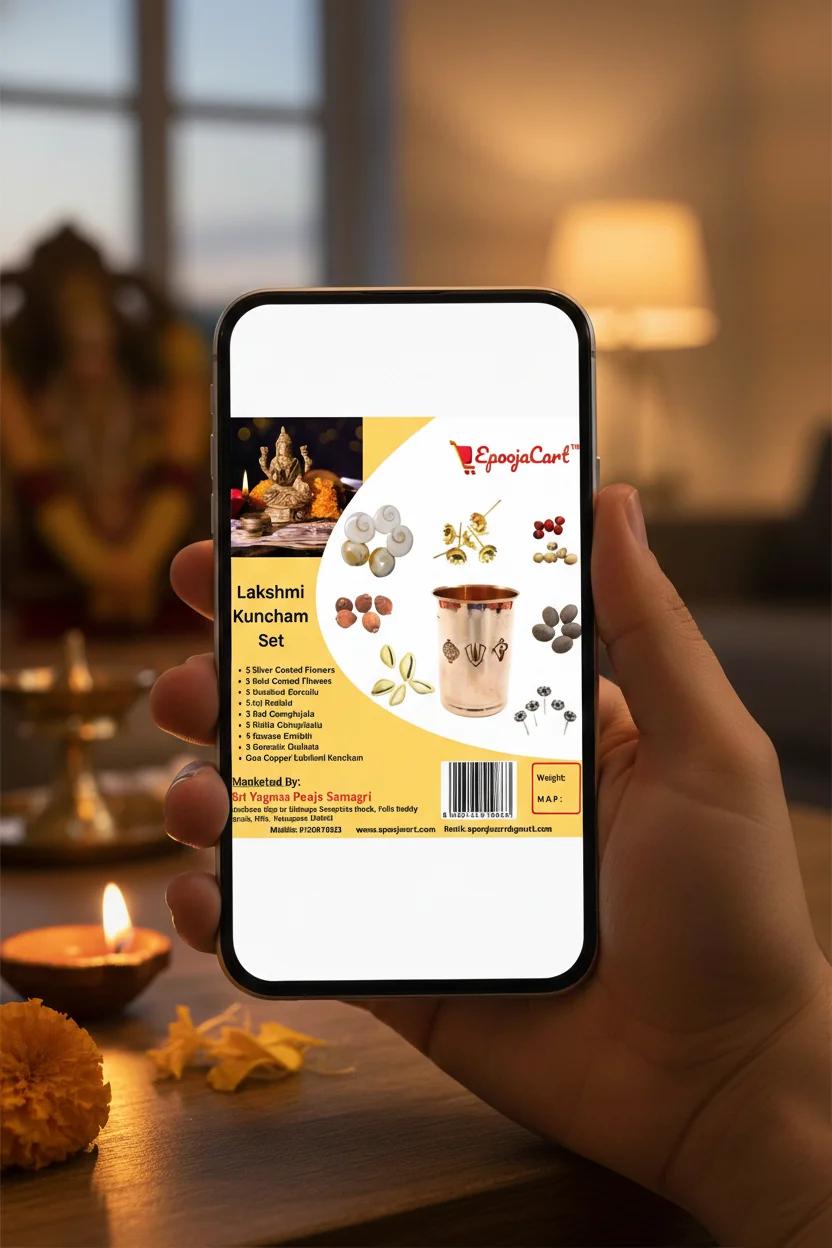 VPH Gift Store Elegant Copper Lakshmi Kuncham Set for Spiritual Rituals