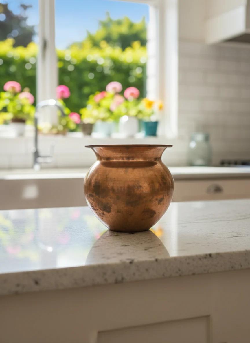 VPH Gift Store Traditional Copper Kalasham for Pooja Offerings & Rituals