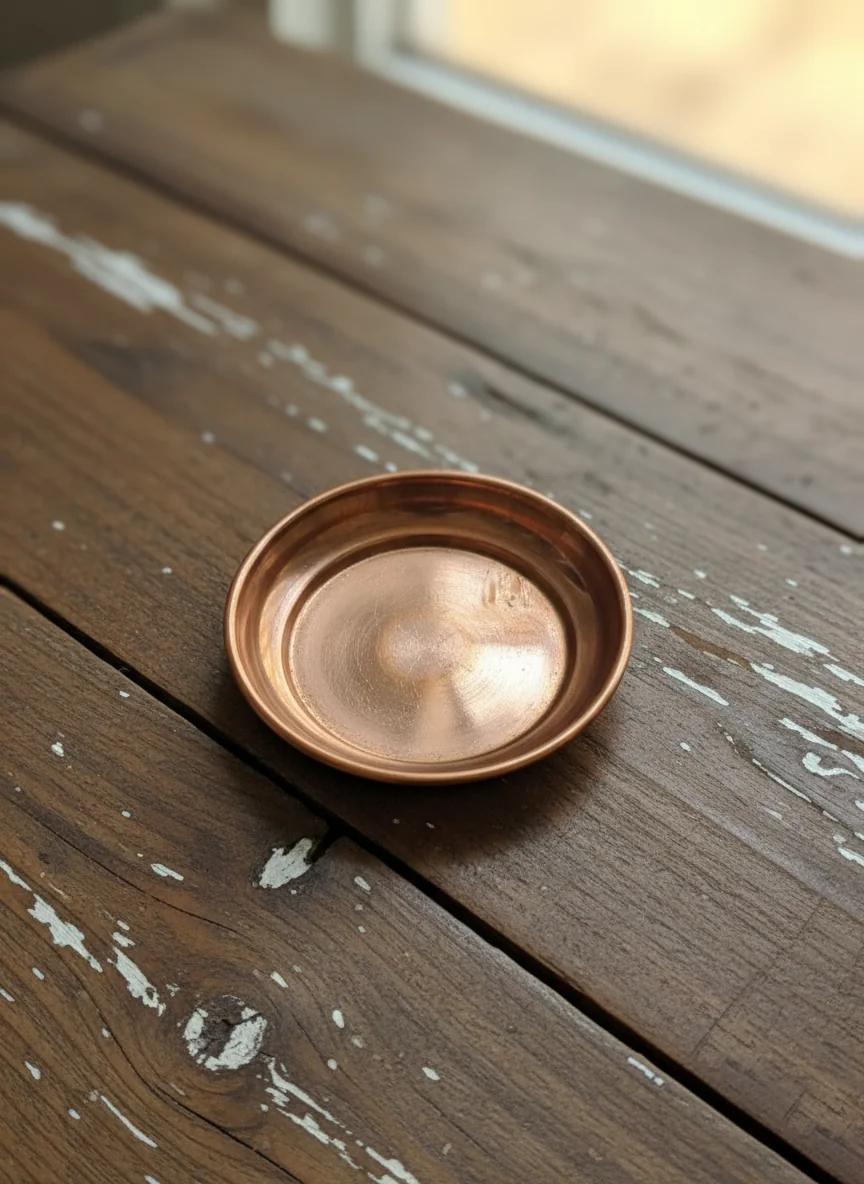 VPH Gift Store Elegant Copper Plate 6 CM Dia for Spiritual Lighting & Temple Pooja