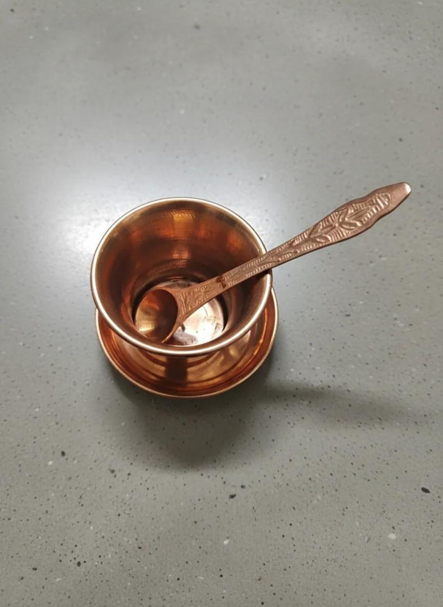 VPH Gift Store Elegant Panchapatra Set Small for Spiritual Pooja & Temple Rituals