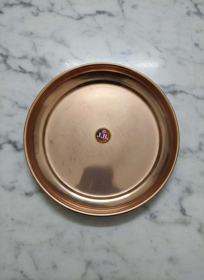 VPH Gift Store Premium Copper Plate 10 CM Dia for Pooja Rituals & Ceremonies