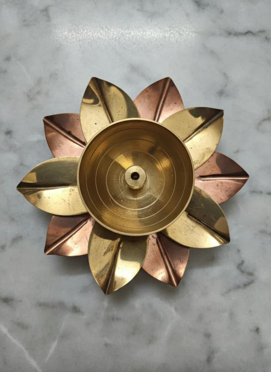 VPH Gift Store Elegant Lotus Deepam for Temple Pooja & Spiritual Lighting