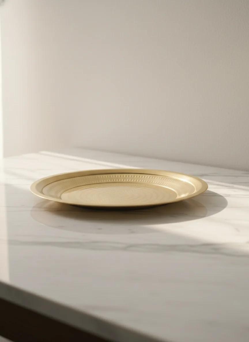 VPH Gift Store Premium Brass Pooja Plate 25 CM for Spiritual Pooja & Offerings