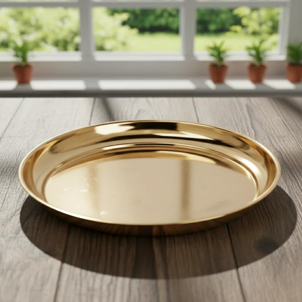 VPH Gift Store Brass Plate 15 CM for Temple Use & Religious Functions