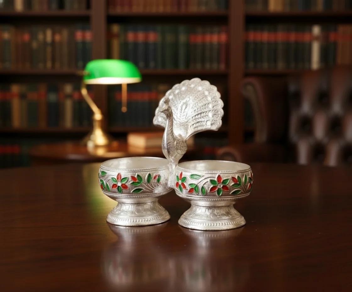 VPH Gift Store Traditional German Silver Pala for Temple Pooja & Spiritual Rituals