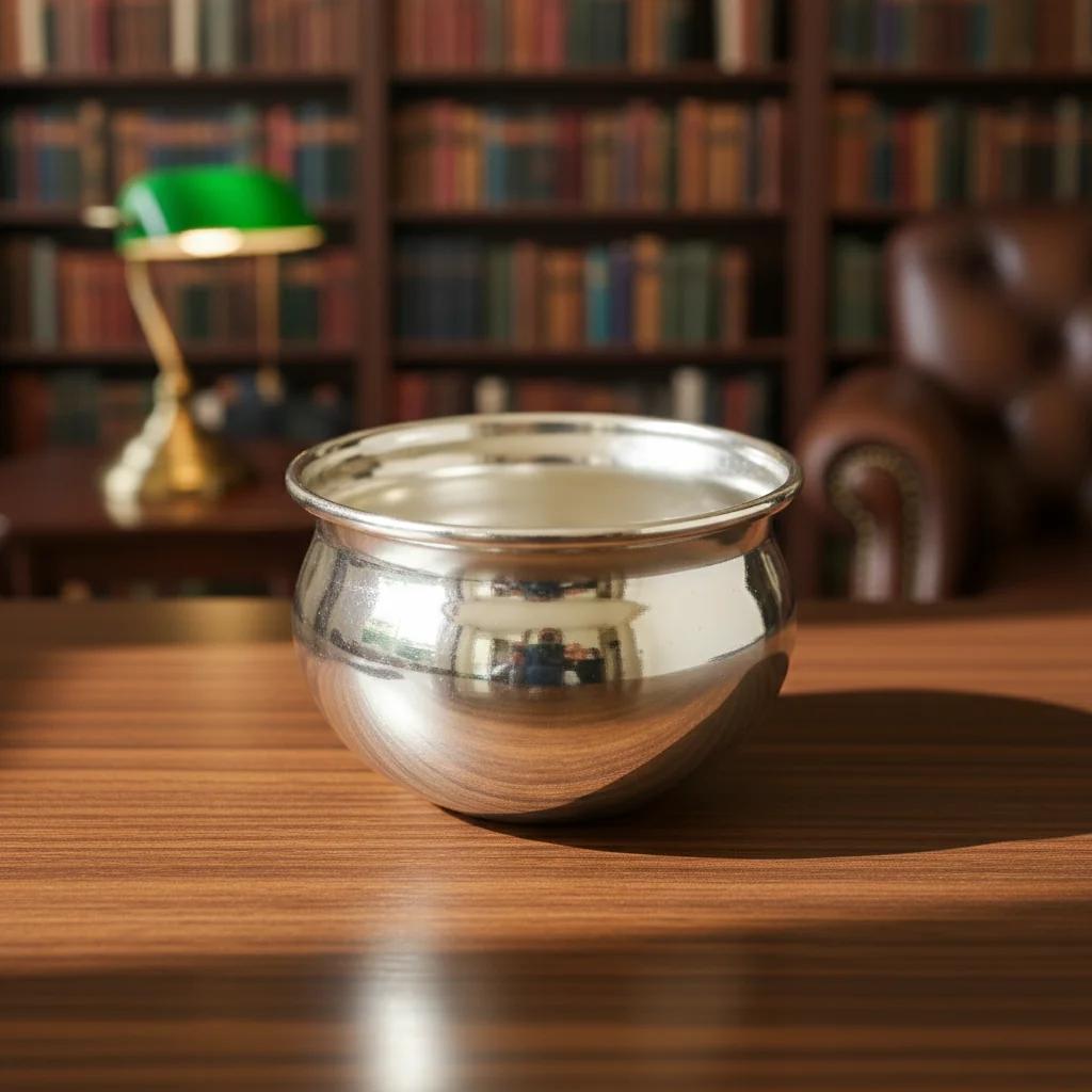 VPH Gift Store Traditional German Silver Bowl for Spiritual Lighting & Pooja