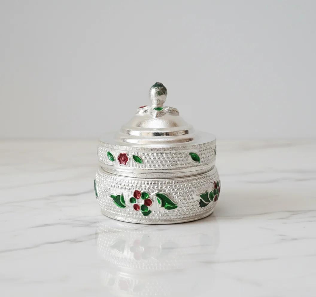 VPH Gift Store German Silver Kumkuma Barini for Pooja Rituals & Spiritual Lighting