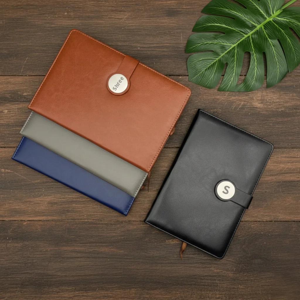 Zpics Elegant Blue Personalised Leather Diary for New Year Gifting