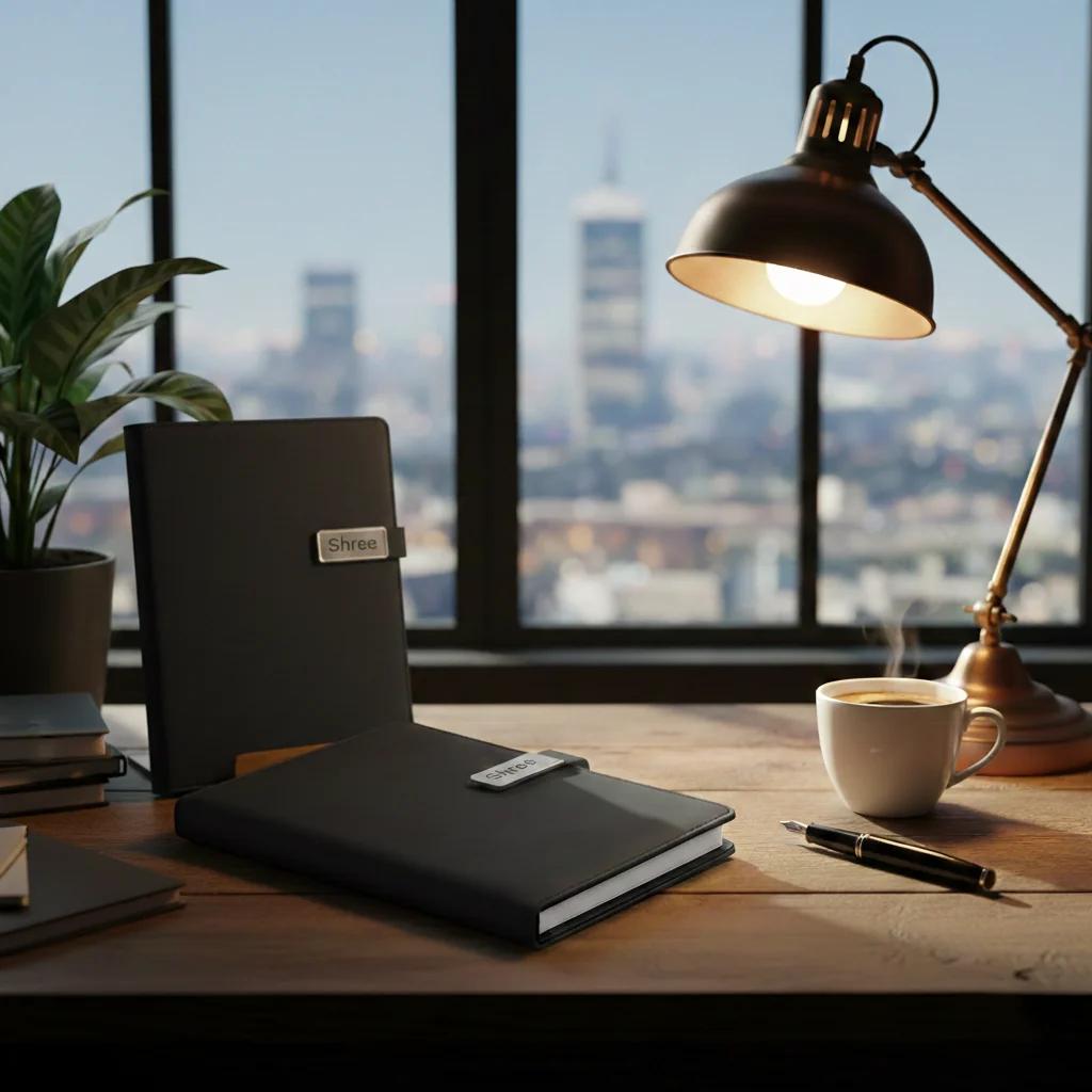 Zpics Premium Blue Personalised Diary with Metal Name Tag Gift for Professionals