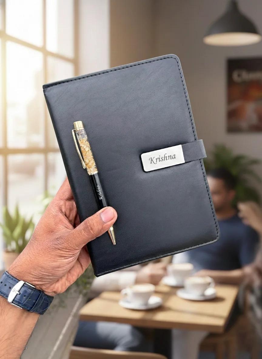 Zpics Grey Personalised Planner Diary and Pen Corporate Gift Set