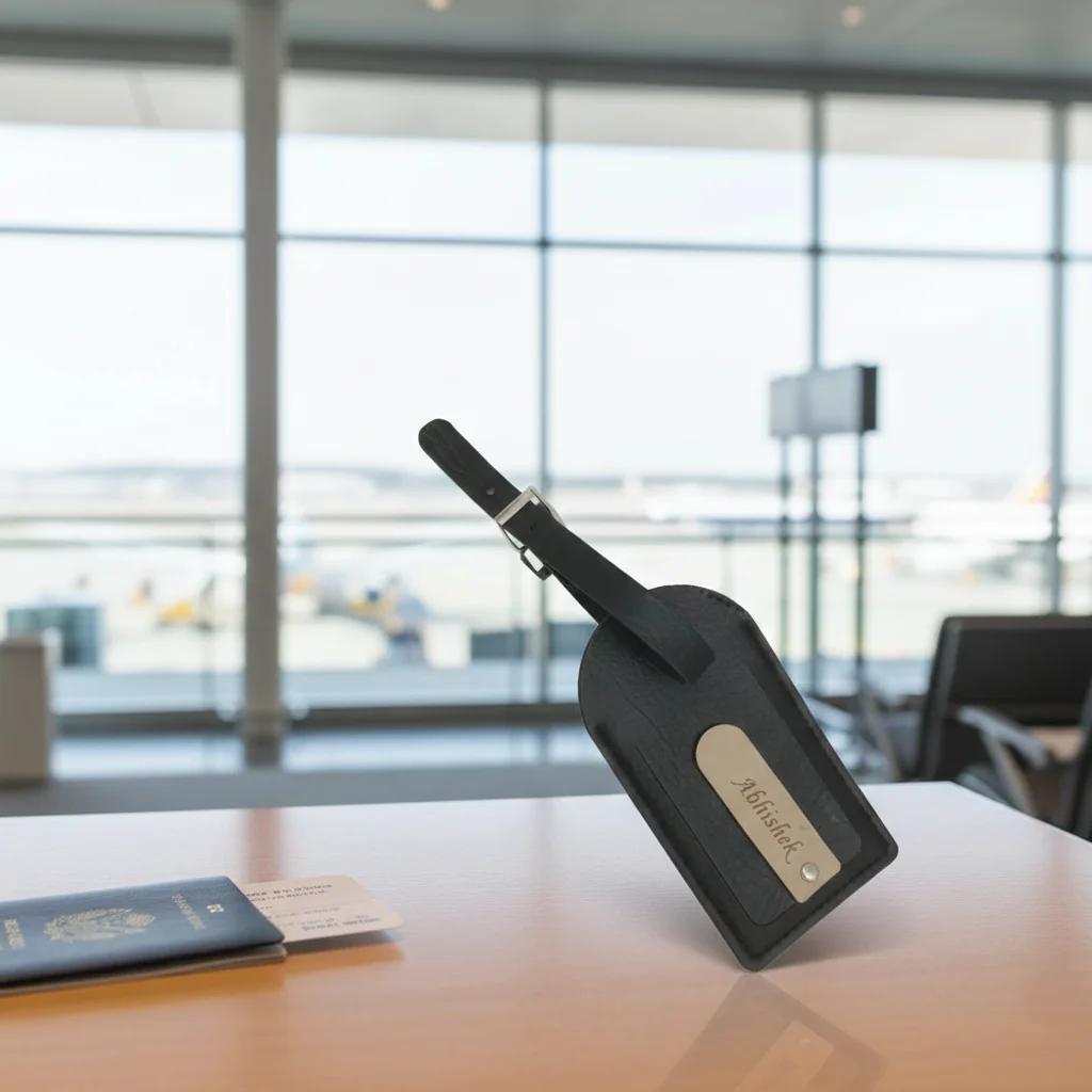 Zpics Custom PU Leather Name Tag for Kids School Bags