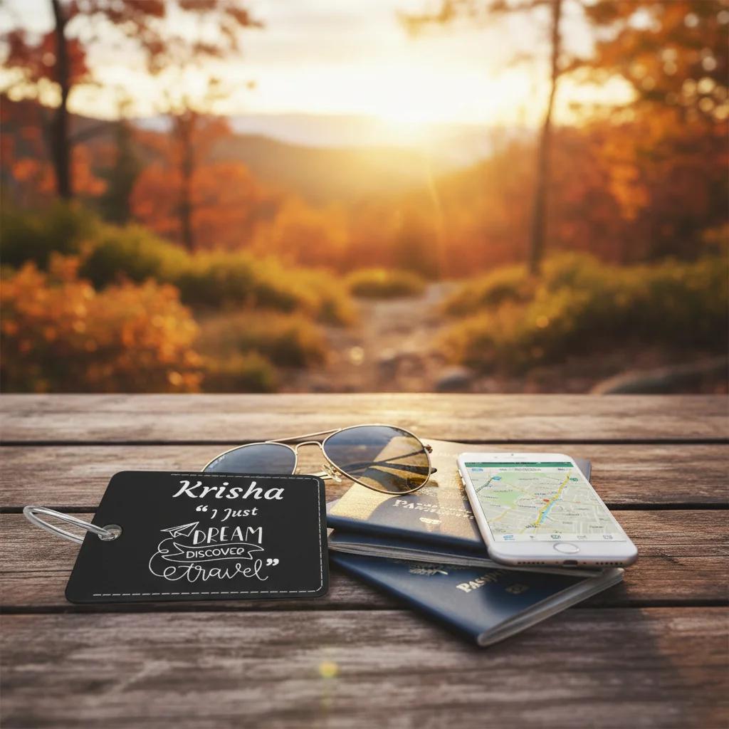 Zpics Custom Engraved Metal Travel Luggage Tag with Quote