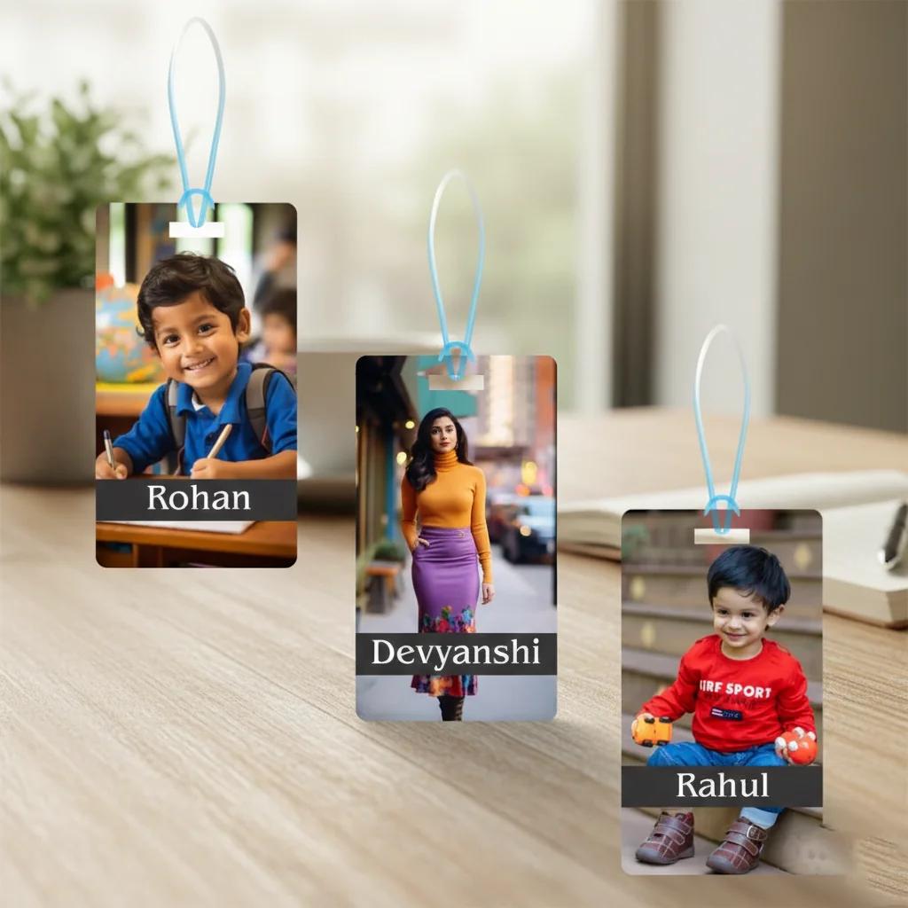 Zpics Premium Wooden Personalised Luggage Tag for Kids School Bags