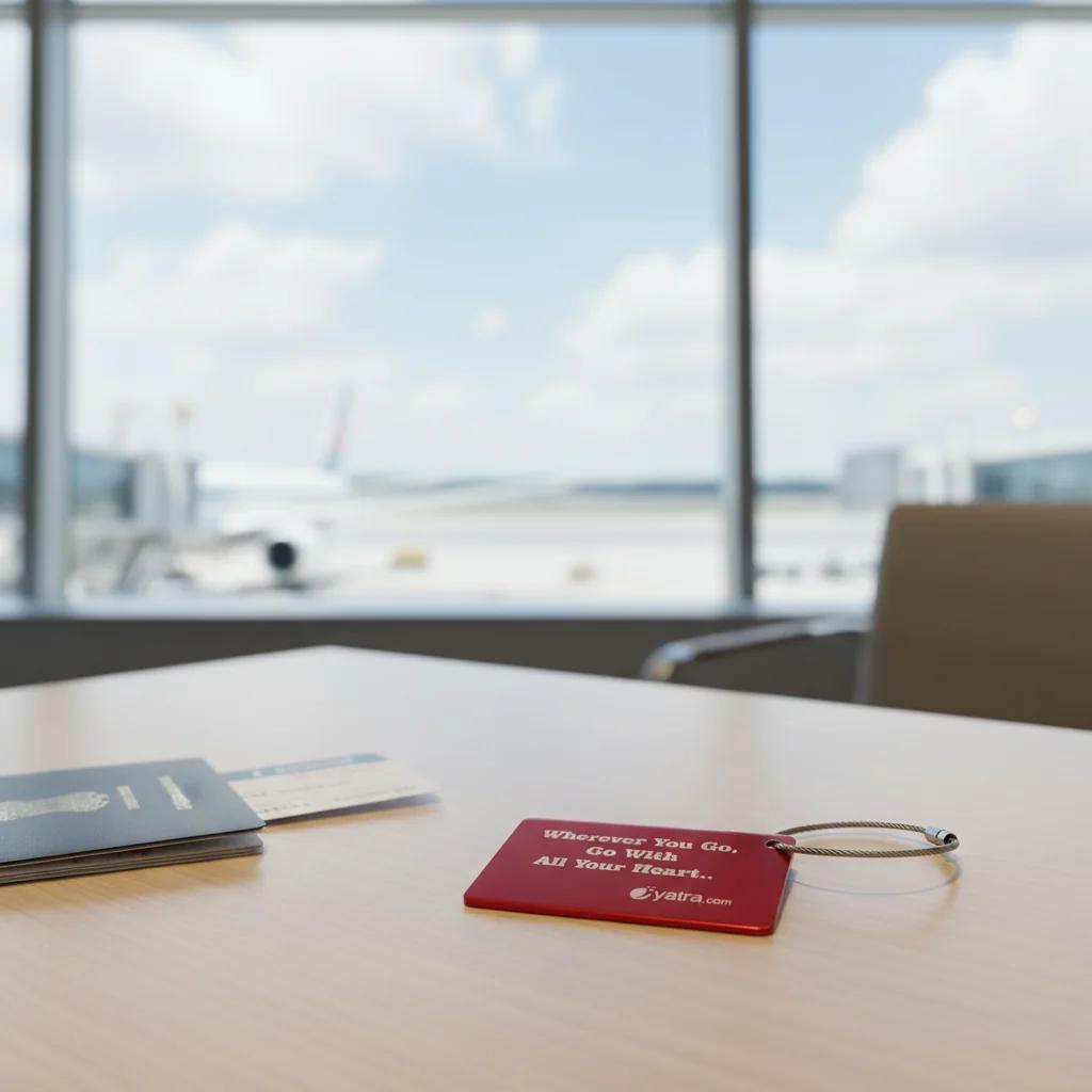 Zpics Red Metal Suitcase Tag with Custom Name and Travel Quote