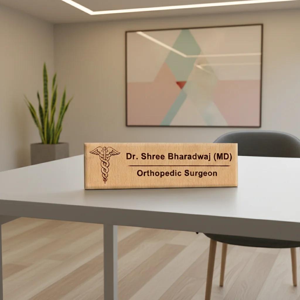 Zpics Custom Wooden Doctor Name Plate for Outdoor Wall