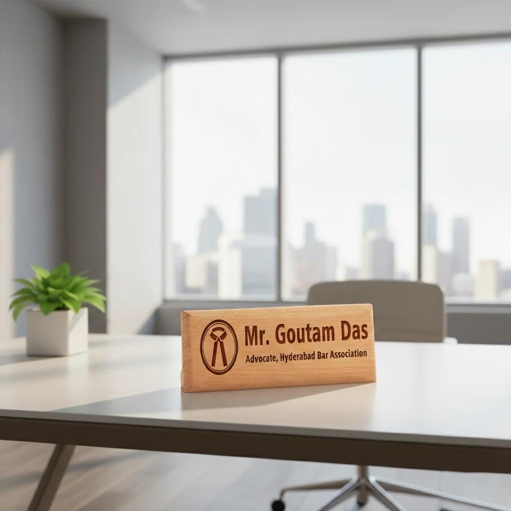 Zpics Premium Wooden Name Plate for Advocate Home and Outdoor Use