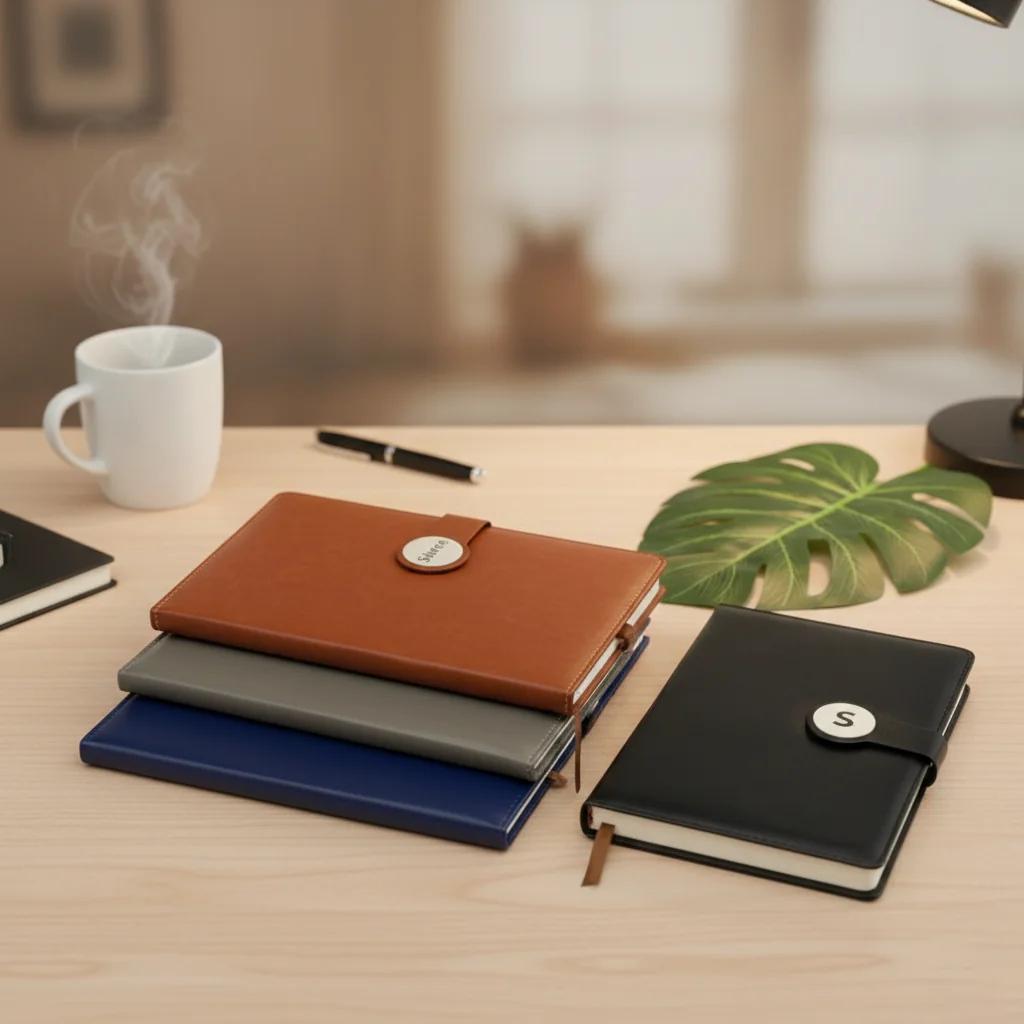 MH Decors Brown Personalised Leather Travel Organizer Diary with Magnetic Closure