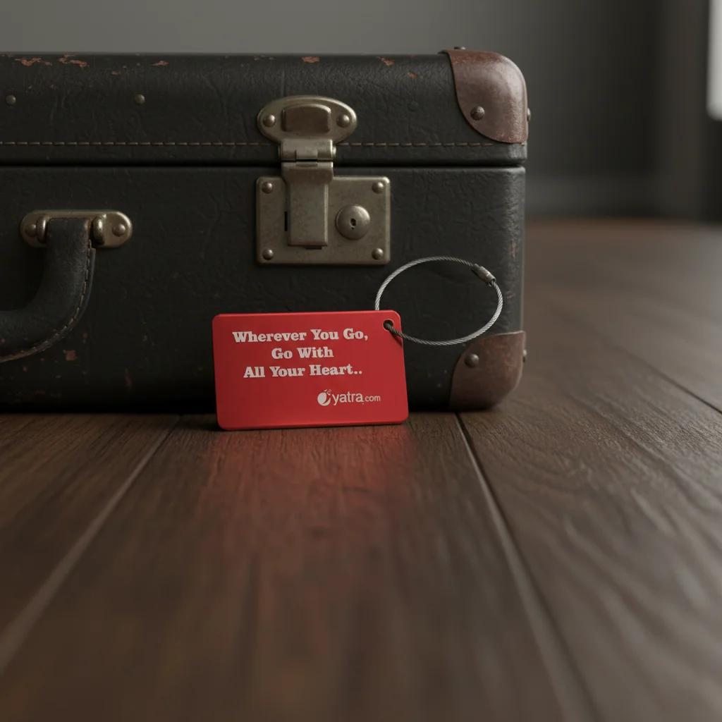 MH Decors Red Personalised Metal Luggage Tag with Adventure Begins Saying
