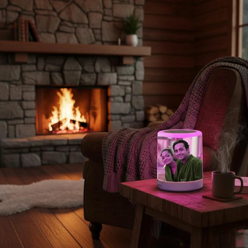 MH Decors Photo Printed Touch LED Bluetooth Speaker Gift with 2 Personalised Photos