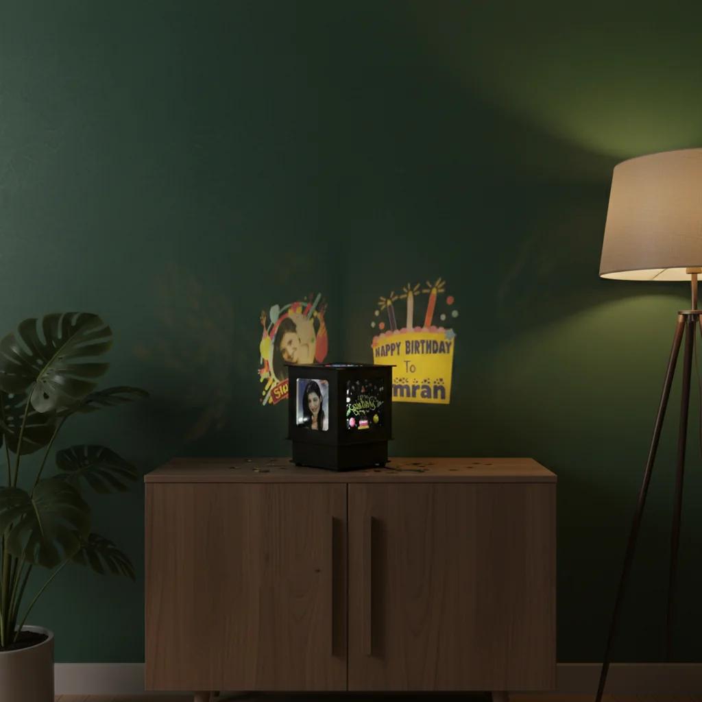 MH Decors Elegant Personalised Black Shadow Box with Rotating Display for Photos