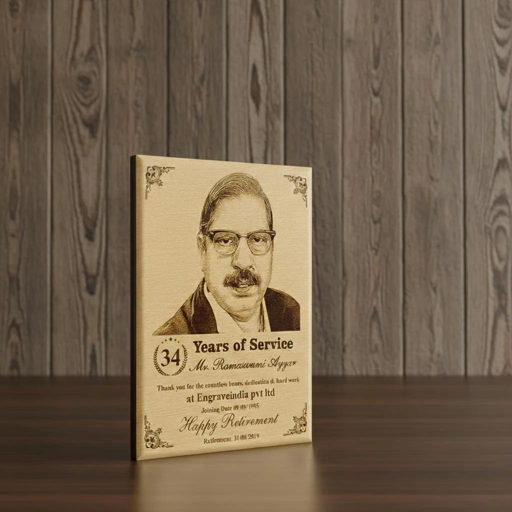 Zpics Engraved Wooden Plaque Personalized for Retirement Gift