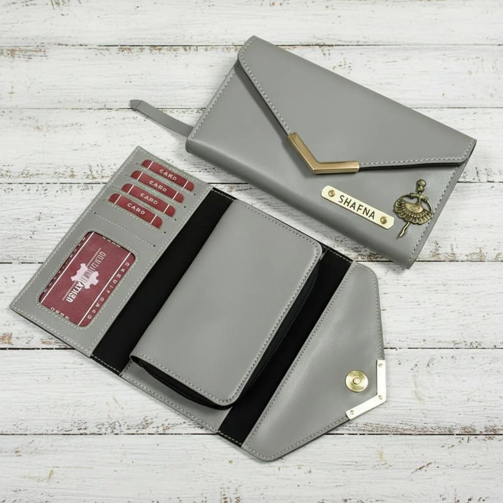 MH Decors Custom Small Wallet for Women with Name and Charm