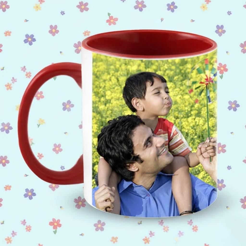Zpics White Coffee Mug with Red Inside Personalized Wrap Around Photo Print