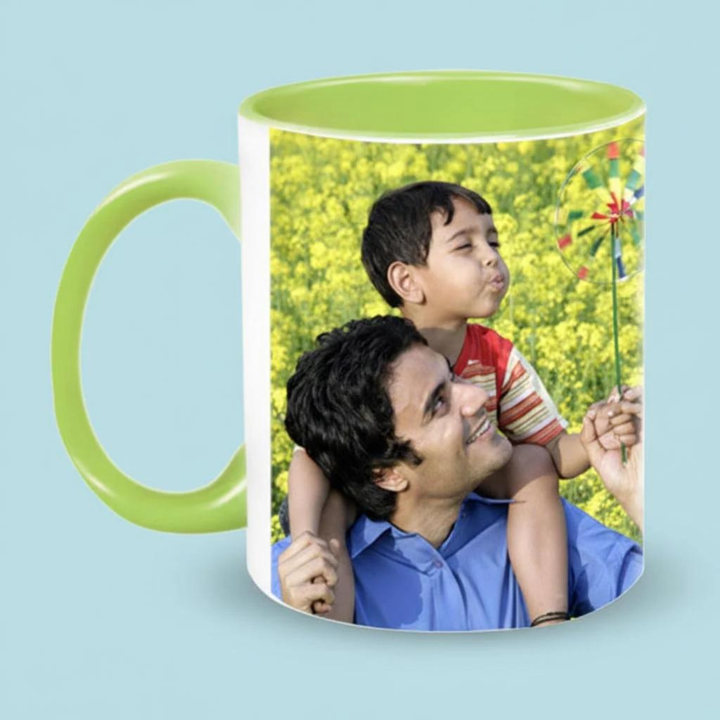 Zpics White Coffee Mug with Green Inside Personalized Wrap Around Photo Print