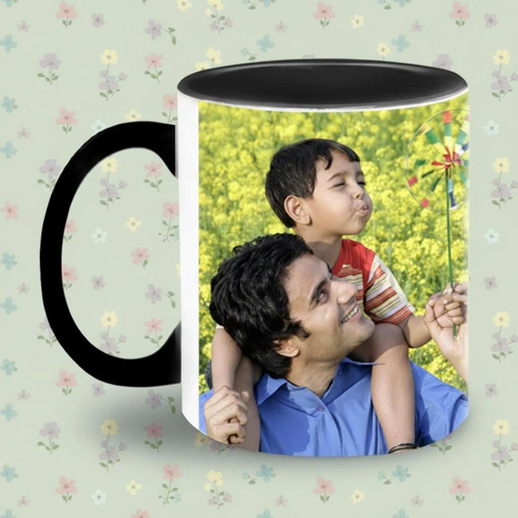 Zpics White Coffee Mug with Black Inside Personalized Wrap Around Photo Print
