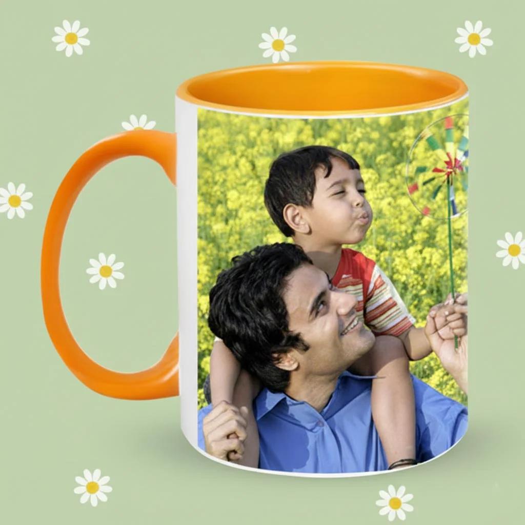 Zpics White Coffee Mug Orange Interior Custom Photo Wrap Around Design
