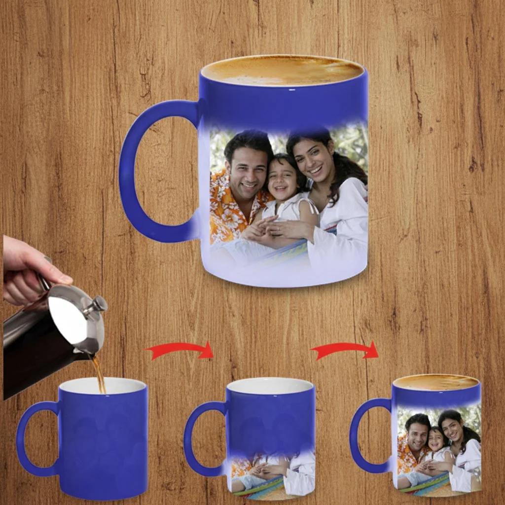 Zpics Heat Sensitive Magic Coffee Mug Blue Interior Wrap Around Photo Print